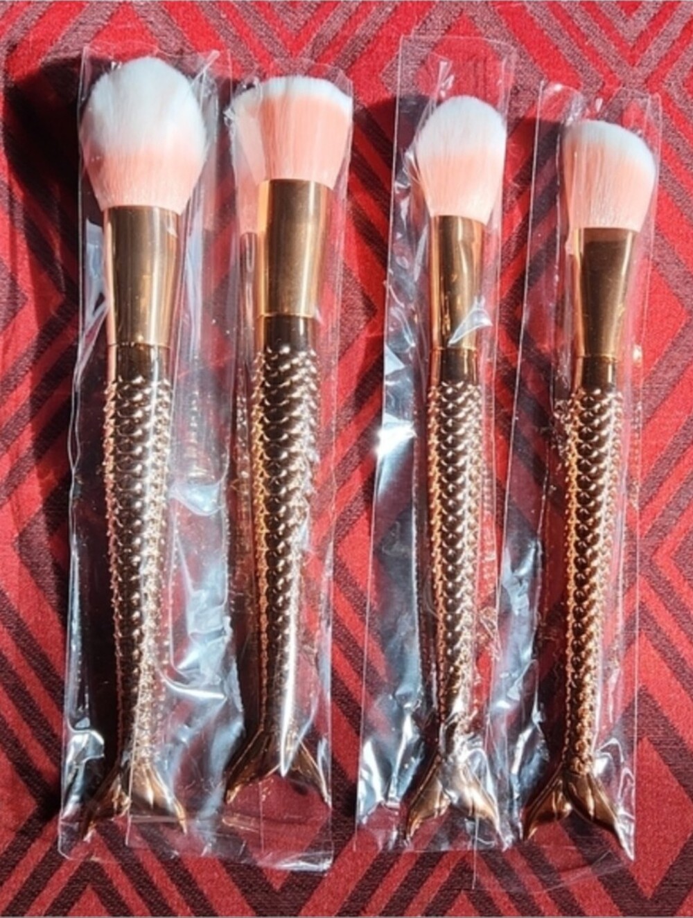 Full Makeup Brush Set Mermaid Tail Rose Gold 11 Pieces
